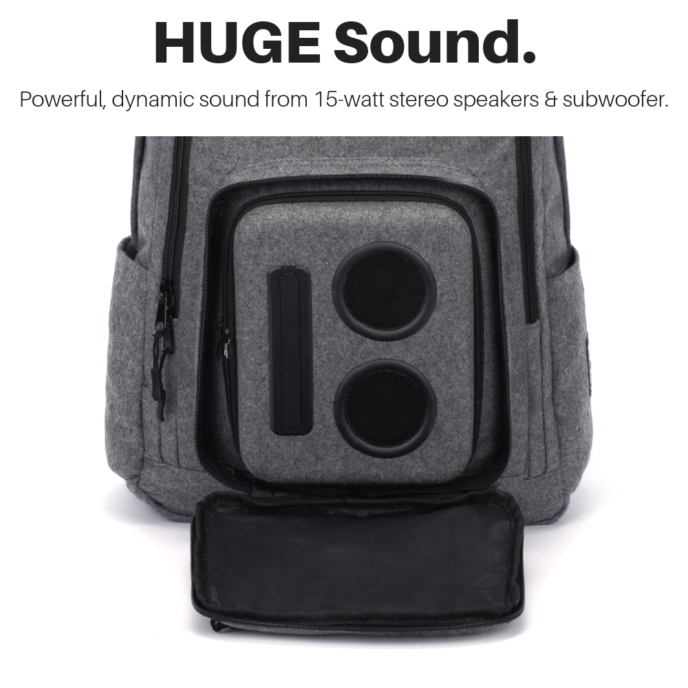 Bluetooth Backpack with Speakers & Subwoofer (Gray)