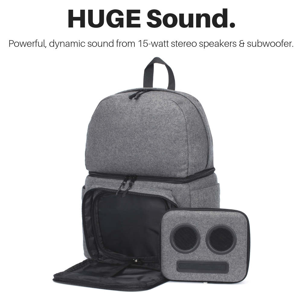 Bluetooth Backpack Cooler with Speakers & Subwoofer (Gray)