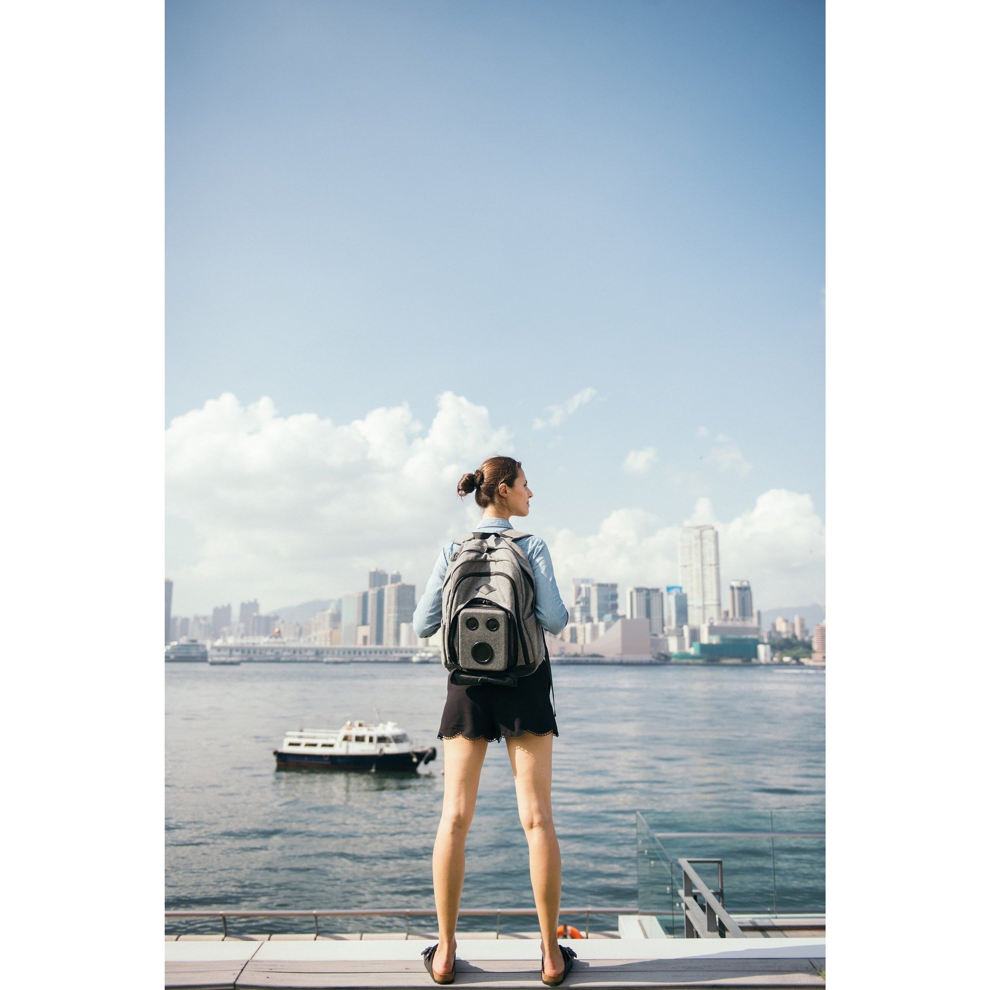 Speaker Backpack Near The Water