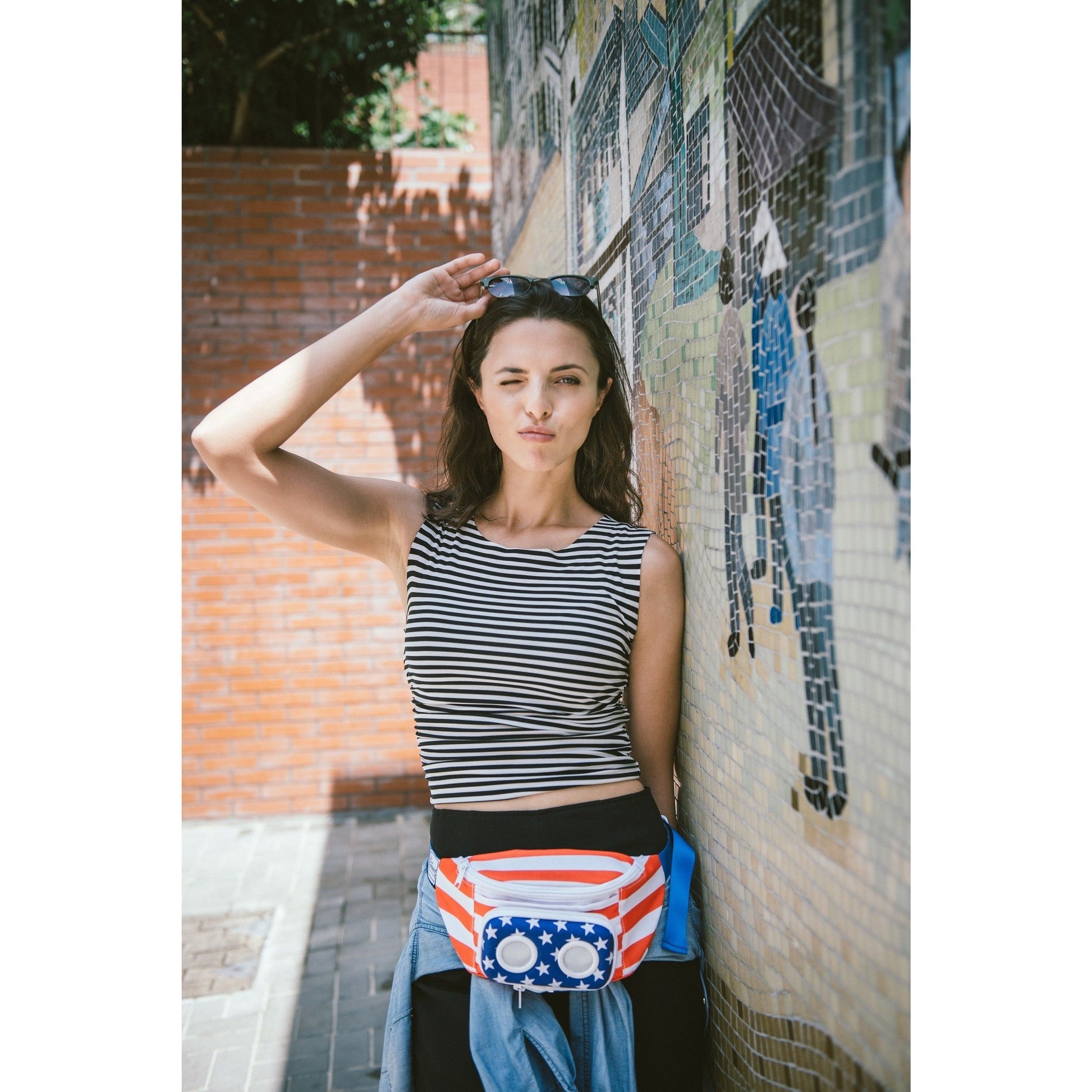 The Rager Fanny - Fanny Pack With Bluetooth Speakers (American Flag)